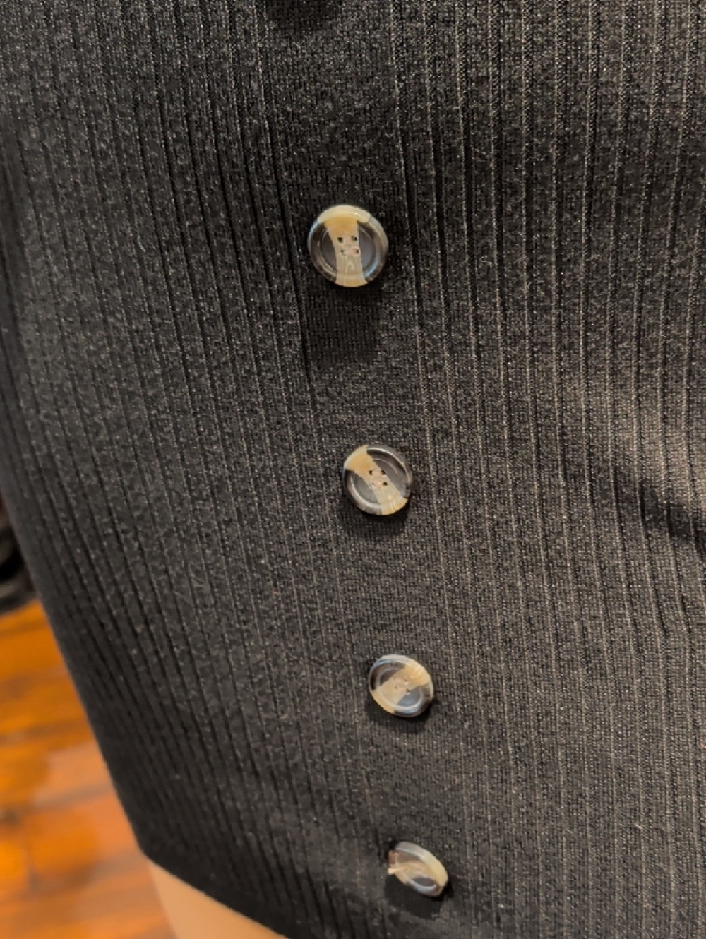 Poof! Black Long Sleeve Button-Front Ribbed Dress Small - Picture 5 of 6